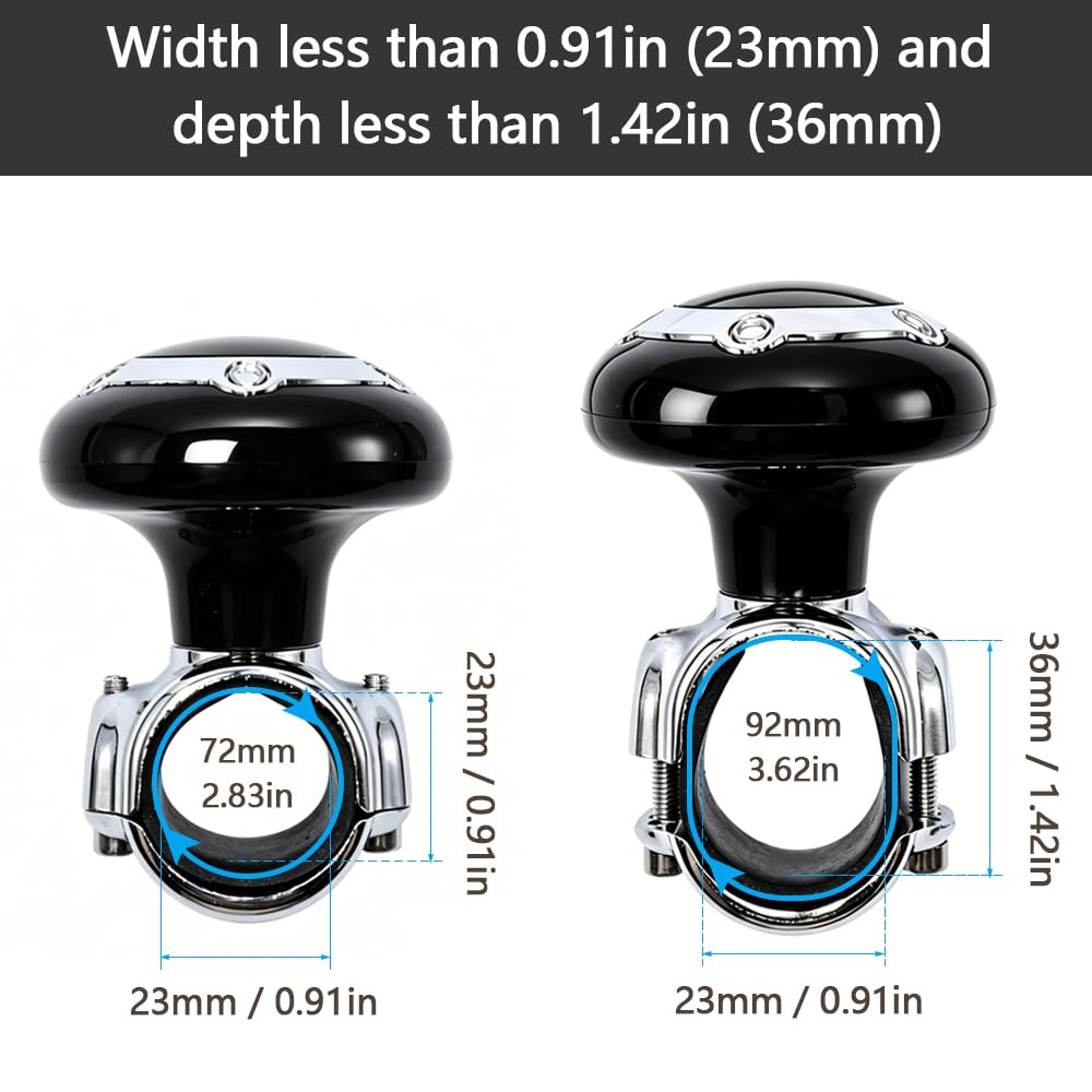 360°Boule de Volant Bouton de Volant de Voiture Ergonomique Poignée Boule Tournante Utilisé dans Les Voitures, Camions, Tracteurs, Tondeuses à Gazon(Noir)