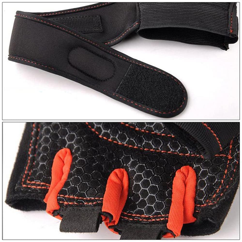 1 par de guantes de gimnasio, guantes de levantamiento de pesas, entrenamiento de culturismo, deportes, ejercicio, ciclismo, deporte, entrenamiento, guante para hombres y mujeres, naranja, XL