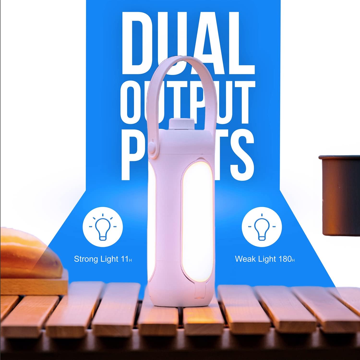 3-in-1 Camping Lamp with Candlelight, White & Mixed Light Modes | Knob-Type Stepless Dimming Camping Light | 10000mah Emergency Handlamp Flashlight | 360° Panoramic Lighting | Type C Fast Charging