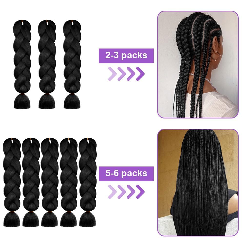 AUYAO Braiding Hair Extensions, 2Pcs Gradient Braid Hair Extension, Jumbo Braids Hair Extension Synthetic Wig - Image 4