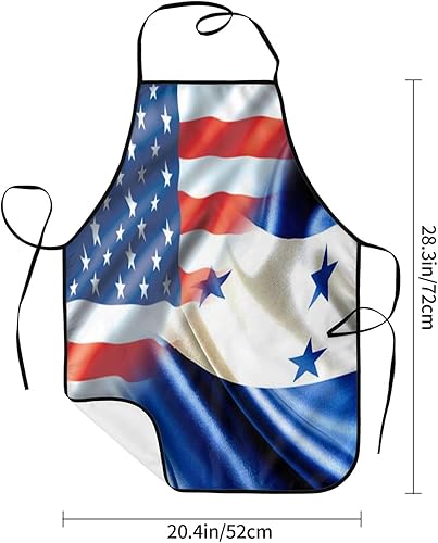 Miniatura 5 de Delantal de bandera corrugada combinada de Honduras estadounidense para hombresmujeres, ajustable, gran volumen, estampado, divertido delantal