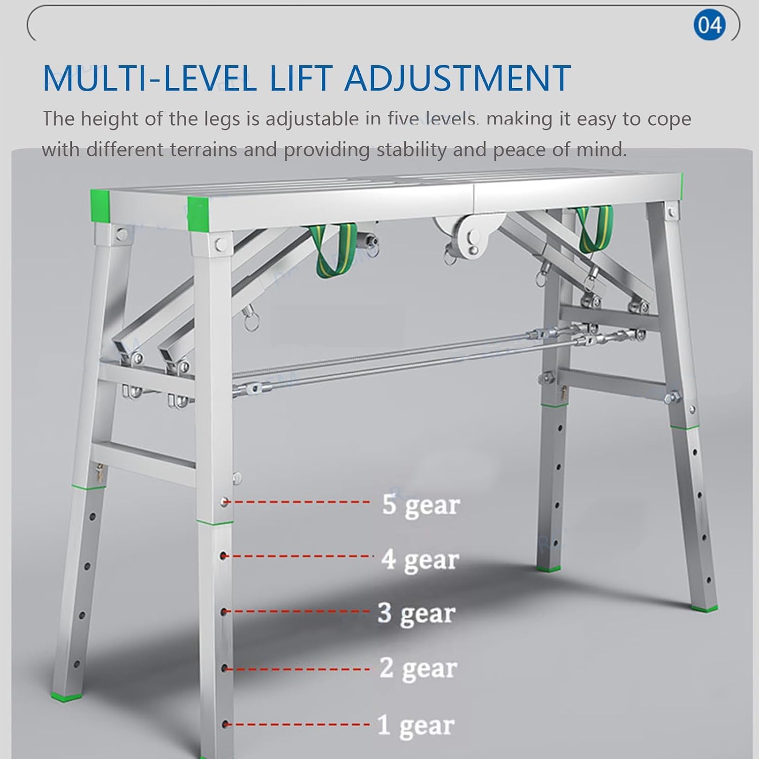 Folding Work Platform Versatile Portable Scaffold Adjustable Height Ladder Bench & Stool Max Load 400kgIdeal for Home & Professional Use