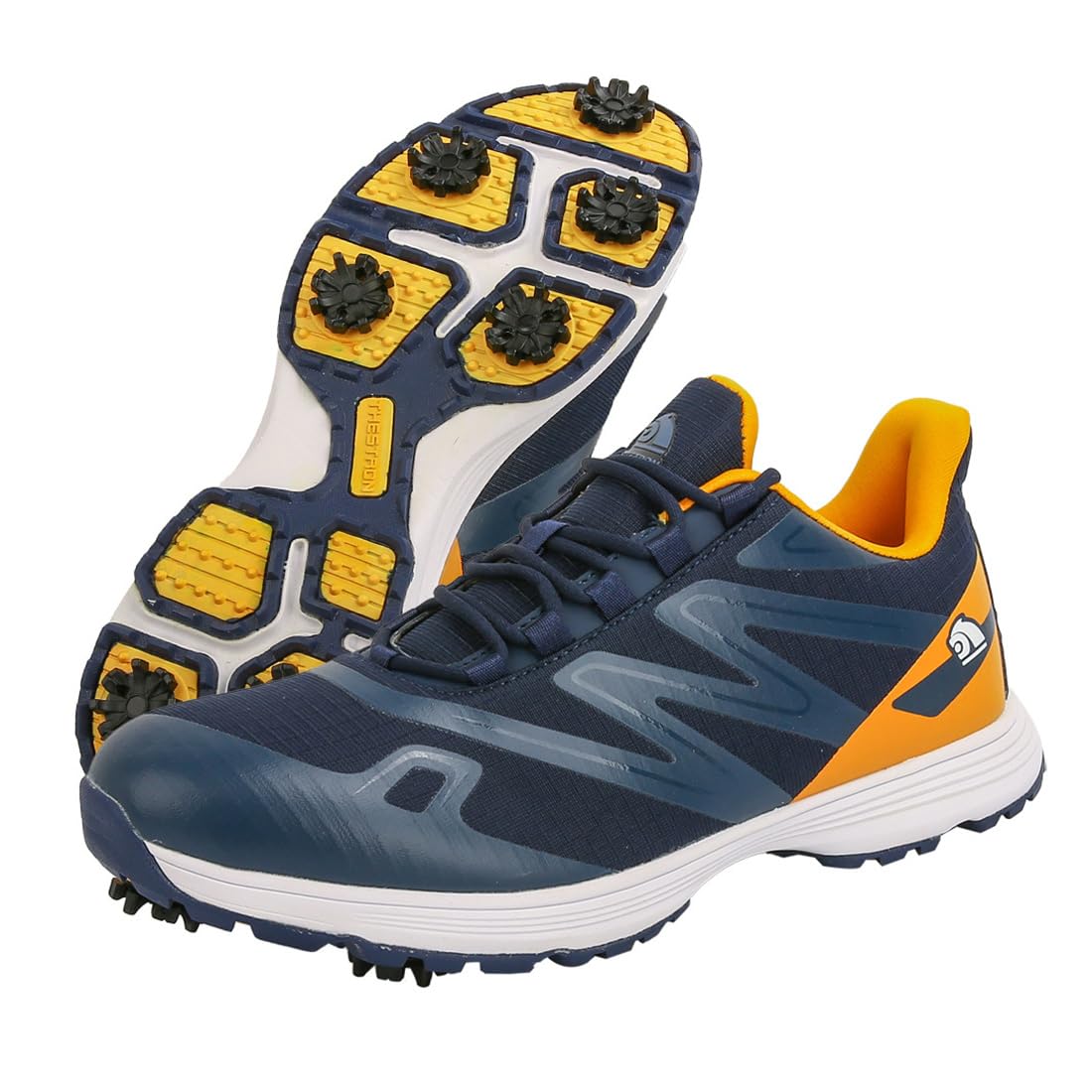 VEACAM Golf Shoes for Men, 7 Replaceable Spikes Golf Sneakers Outdoor Anti Slip Walking Footwears Fashion Male Golf Sport Shoes,Yellow,13