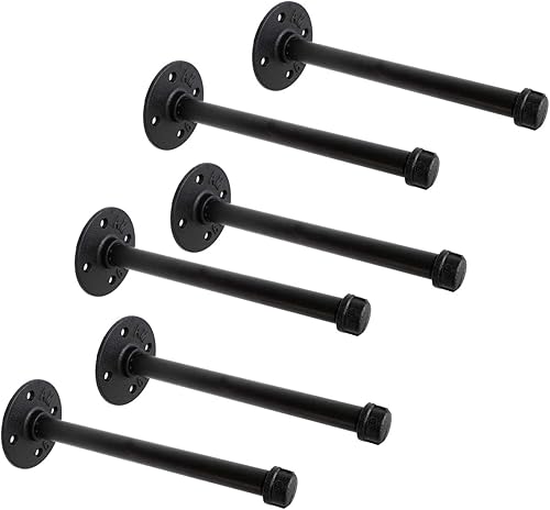 Miniatura 15 de Soportes industriales de tubo de hierro negro de 1/2 pulgada, soporte rústico para colgar en la pared, soportes de tubo personalizados para estantes