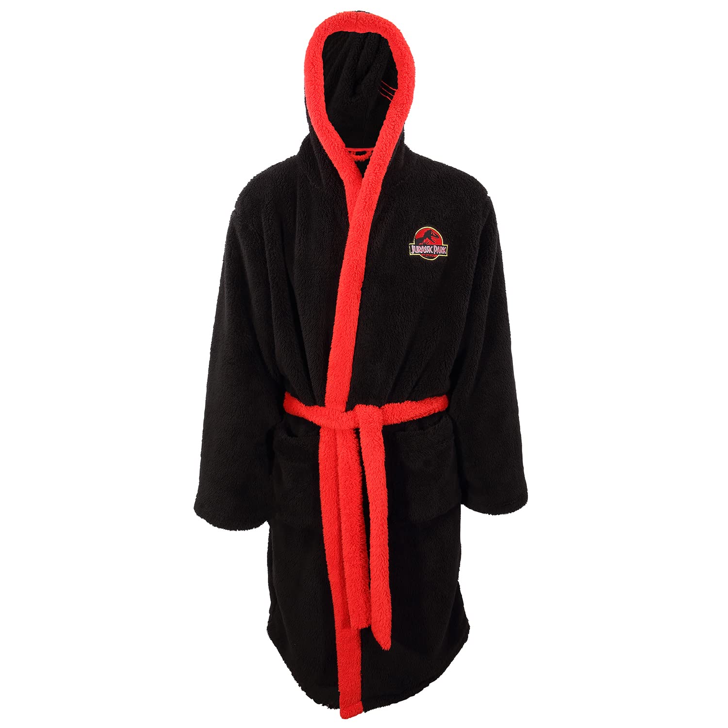 Heroes Inc. Black/Red Jurassic Park Logo Bathrobe Robe
