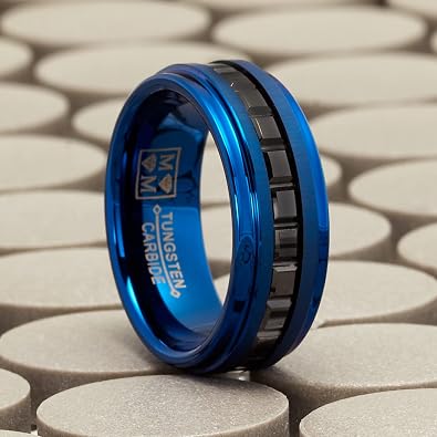 Metal Masters CO. Tungsten Men's Eternity Princess Ring Two-Tone Wedding Band 8MM
