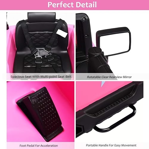 Miniatura 5 de Costzon Ride On Truck 12 V batería eléctrica paseo en coche w24 GHZ control remoto parental luces LED puertas dobles cinturón de seguridad música