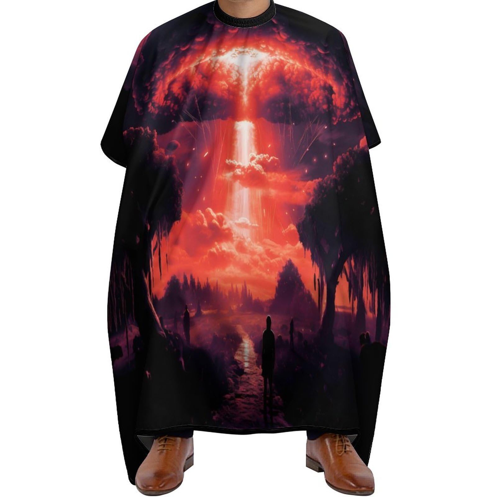 Atom Bomb Mushroom Cloud Hair Cutting Cape for Men Women Waterproof Barber Cape Adjustable Salon Haircut Capes