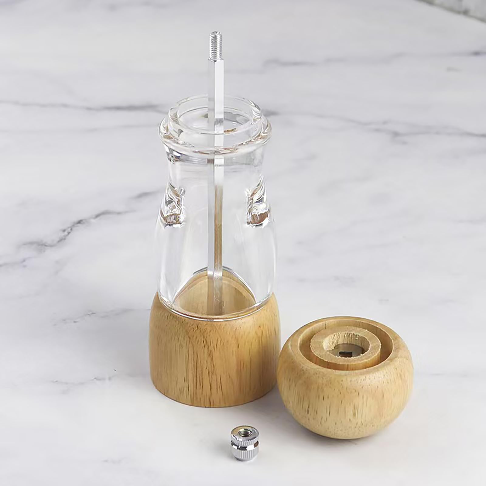 Pepper Mill - Juego de molinillo de pimienta de madera manual negro tostado clásico, mango de aleación de zinc, grosor ajustable, estilo retro, juego de molino de sal y pimienta de madera (6 pulgadas 2