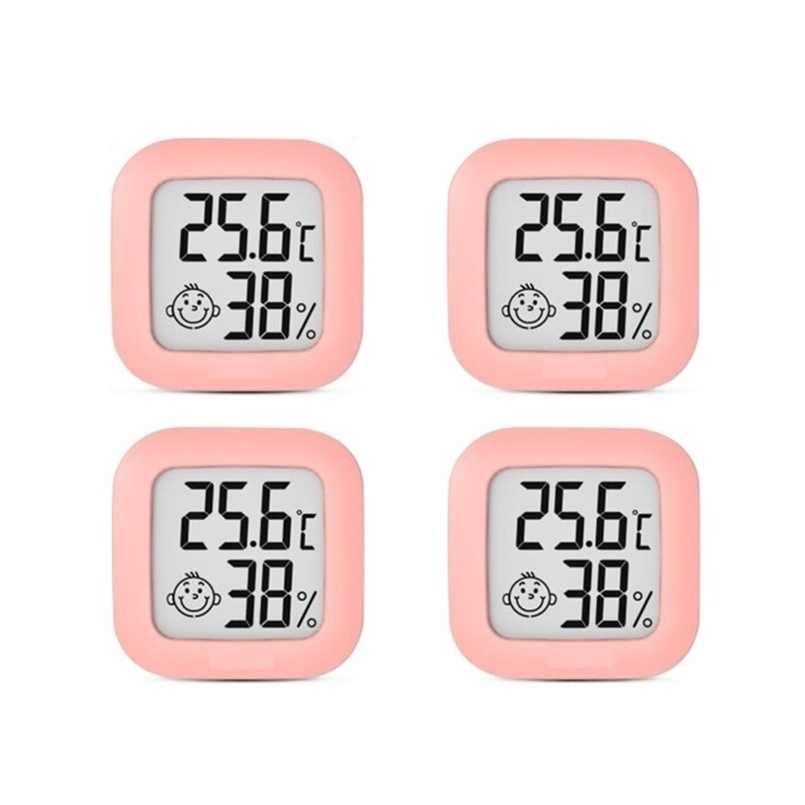 Paquete De 4 Minitermómetro Digital For Interiores, Higrómetro, Medidor Humedad La Habitación, Pantalla LCD, Sensor Temperatura Y Preciso Rápido Monitorización Tiempo Real(4Pcs Pink)
