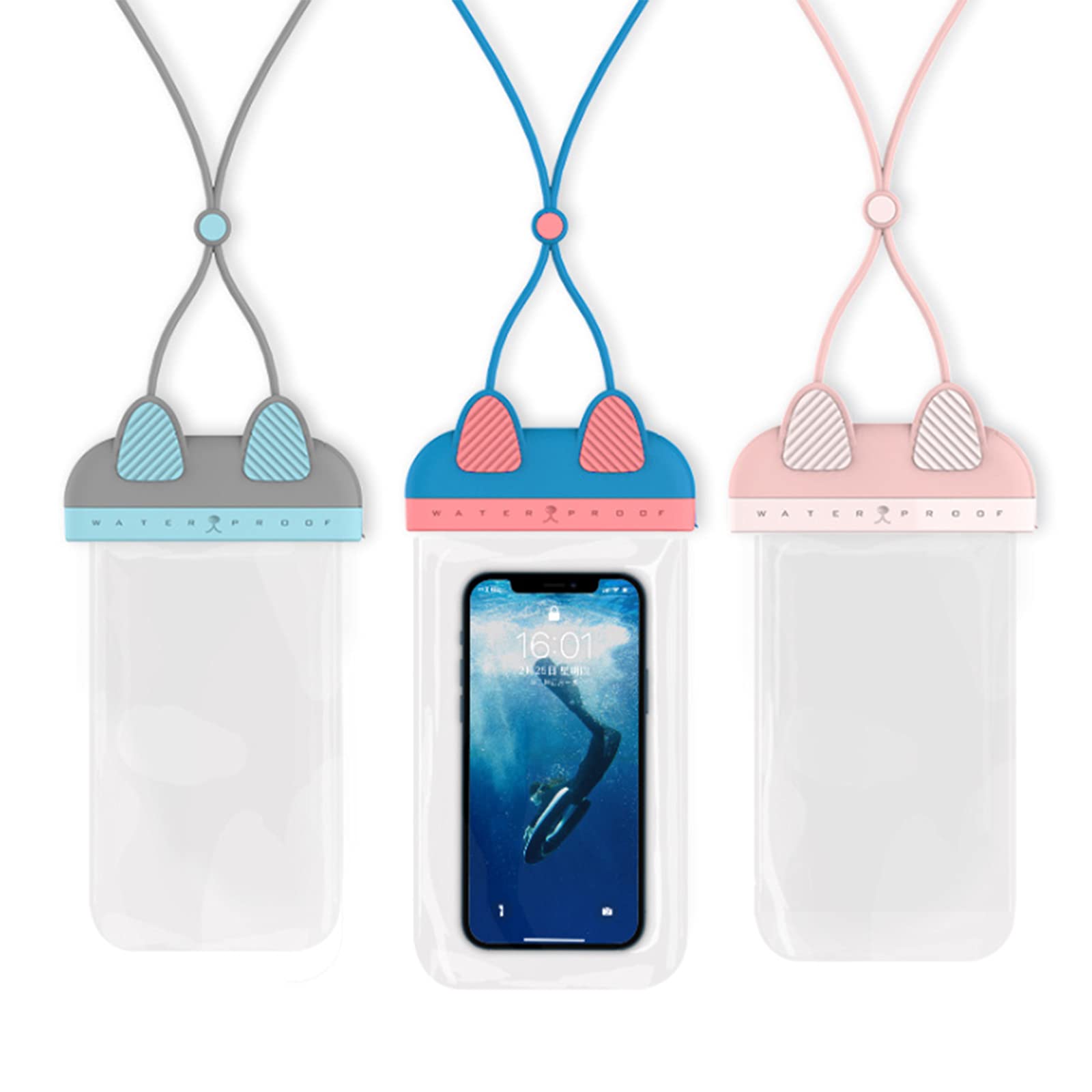 3 Piezas Funda Impermeable para Teléfonos de PVC, IPX8 Funda Impermeable Universal, Bolsa, Pantalla Táctil Bolsa Sumergible, con Cordón
