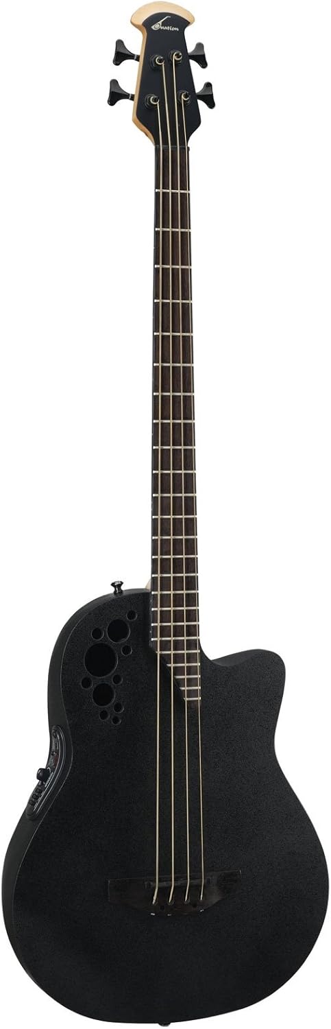 Ovation Mod TX Collection 4-String Acoustic-Electric Bass Guitar, Textured Black, Mid Depth body (B778TX-5)