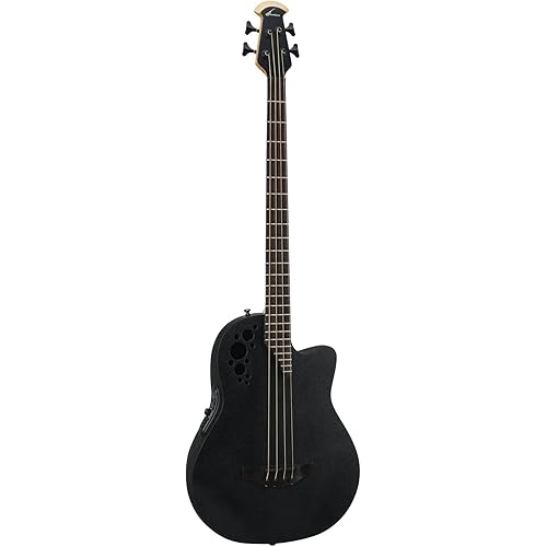 Ovation Mod TX Collection 4-String Acoustic-Electric Bass Guitar, Textured Black, Mid Depth body (B778TX-5)