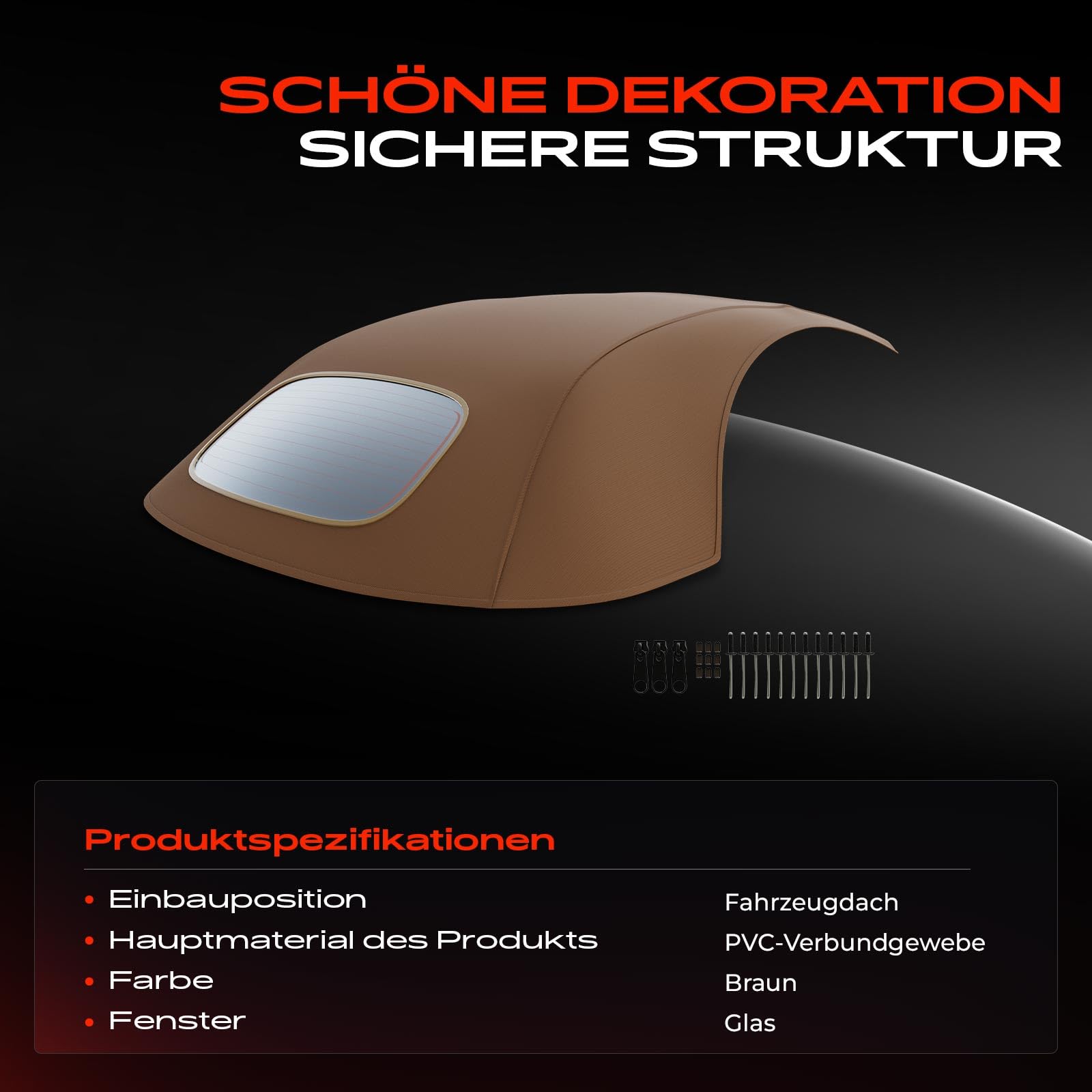 Frankberg Cabrioverdeck Softtop Verdeckbezug Braun Kompatibel mit New Beetle Cabriolet 1Y7 1.8L-2.5L 2002-2010 Replace# VWNB TAN-STF