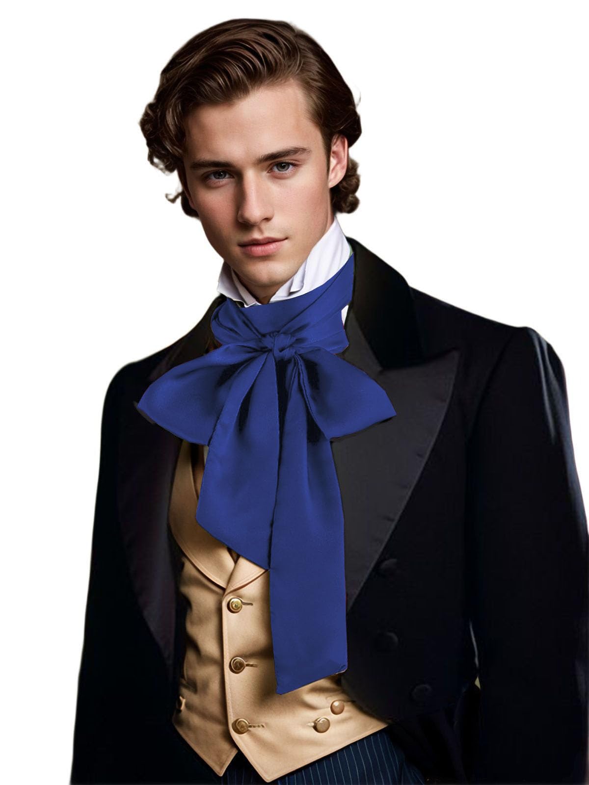 Unykaflor Renaissance Scarf Jabot Cravat,Mens Costume Collar for Victorian Edwardian Western Wedding Halloween Necktie