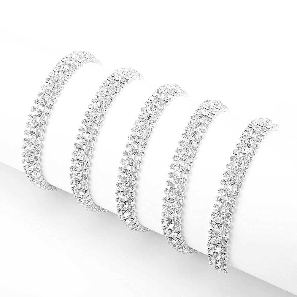 PATIKIL 1 Iarda 3 File Cristalli Rhinestone Catena Chiusa