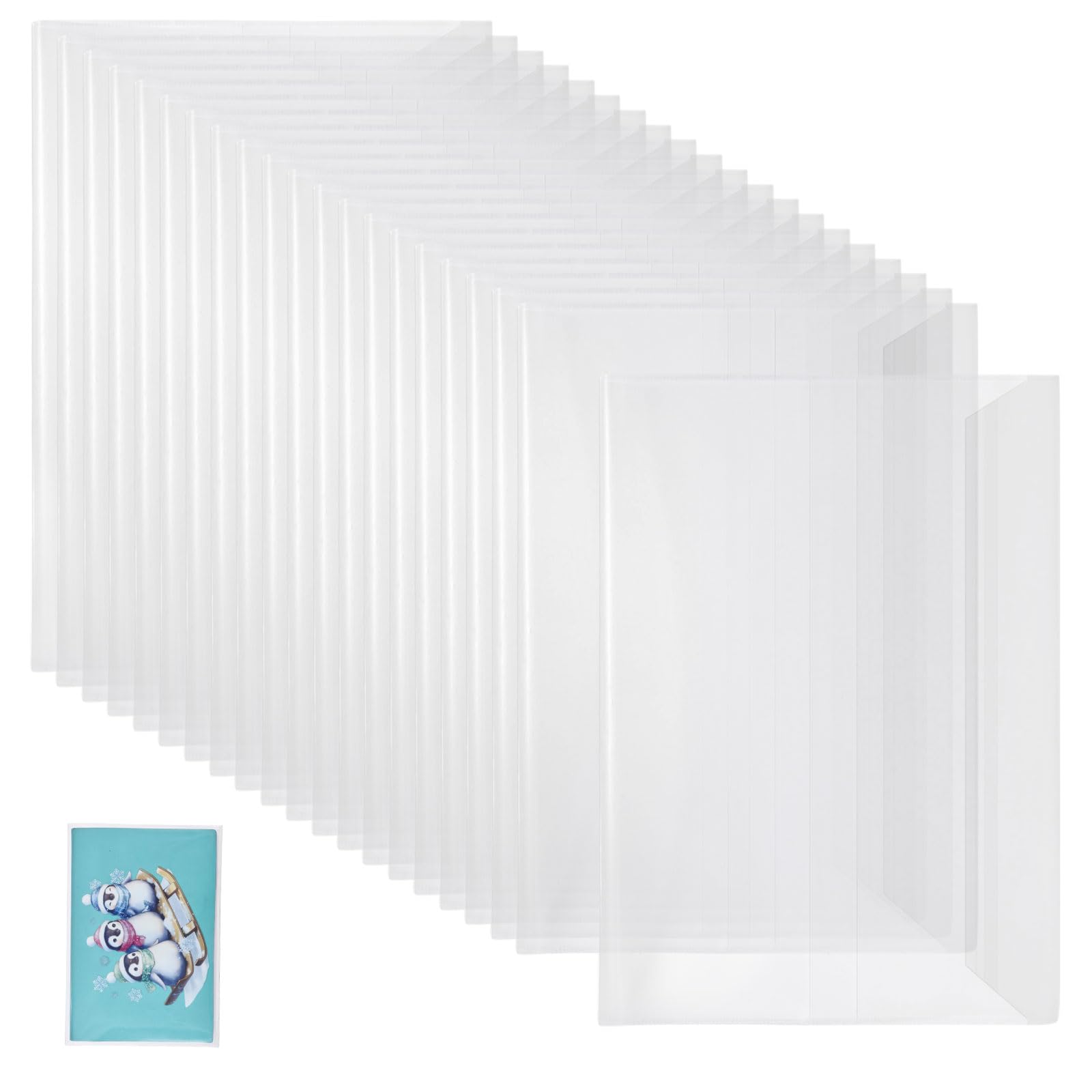 GLOBLELAND 20 Pcs B5 Transparent PVC Book Cover 15.16x10.43 inch Waterproof Clear Exercise Book Covers with Self Adhesive Closure Against Dust Slip on Plastic Cover for Paperbacks Journal Weeks