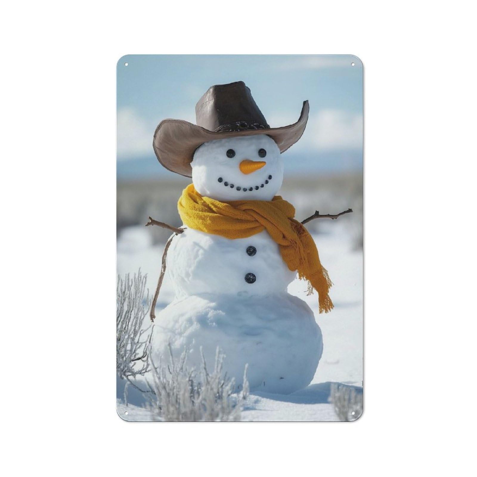 Junmoney Cowboy Snowman Printed Metal Sign 30X20cm For Café Or Restaurant, For Hospitality Interior Collectors