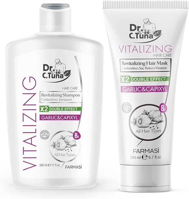 Farmasi Dr. C. Tuna Vitalizing Revitalizing Garlic & Capixyl Hair Care Set - Shampoo 500ml & Hair Mask 200ml