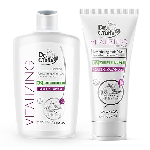 FARMASI Dr. C. Tuna Vitalizing Garlic Shampoo and Hair Mask - Tratamiento natural para el crecimiento del cabello, previene la pérdida, estimula el