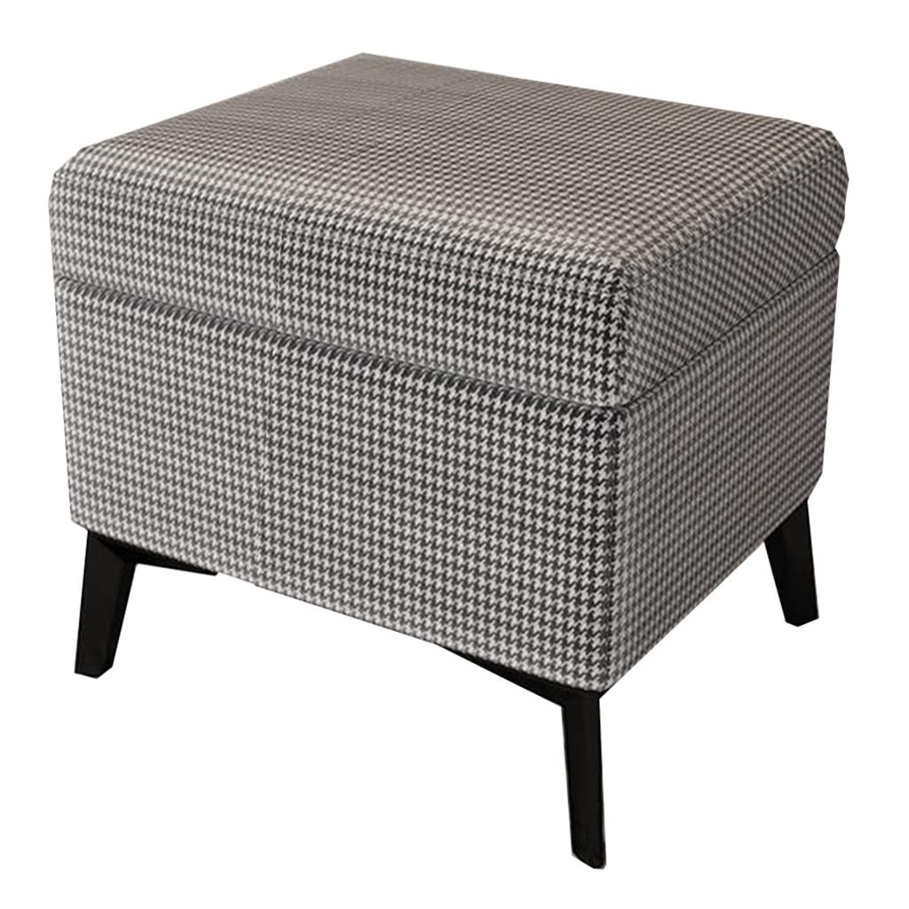 Repose-pieds salon avec rangement pouf coffre carré cuir pieds bois