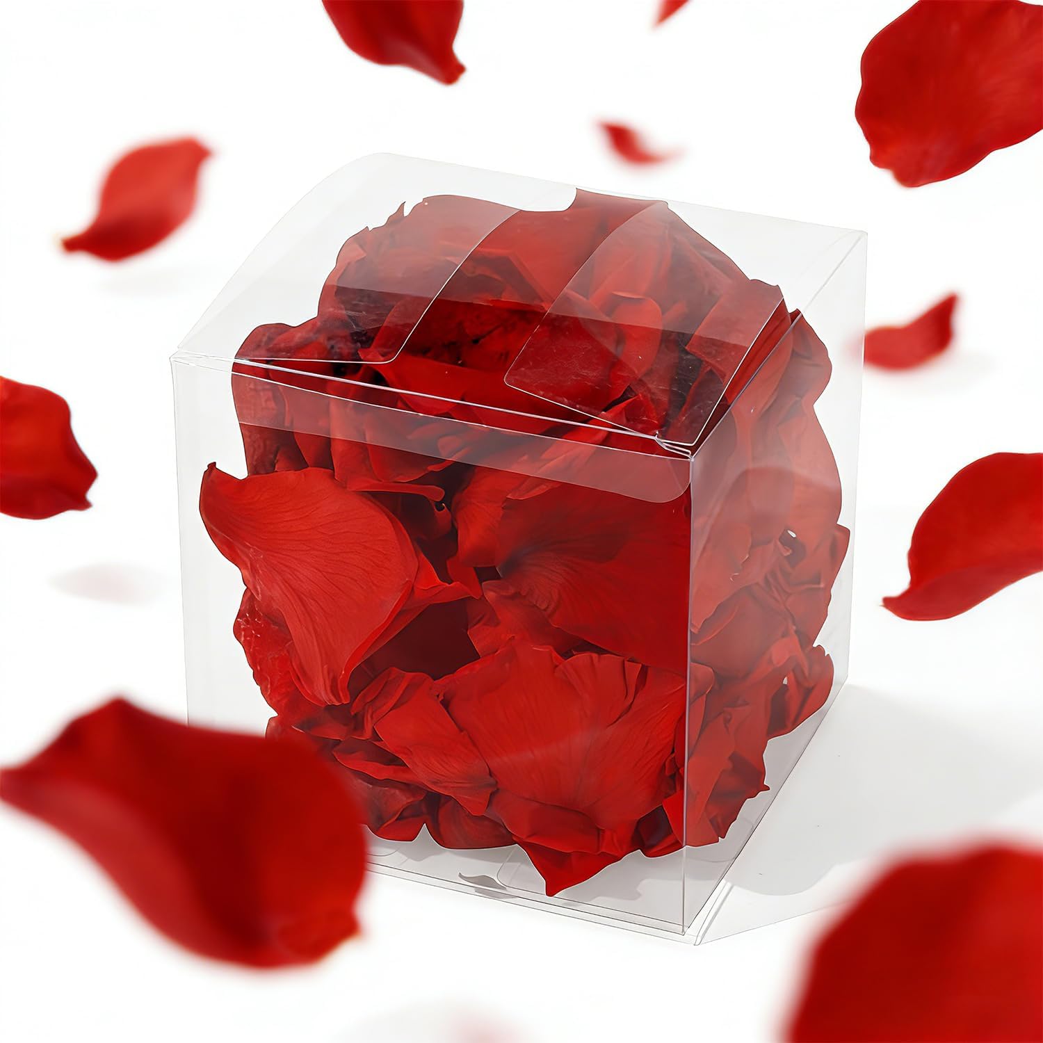 1.76oz(50g) Real Preserved Red Rose Flower Petals for Wedding, 1.76oz Preserved Petals for Wedding Proposal Romantic Night Valentine's Day Decor-Red
