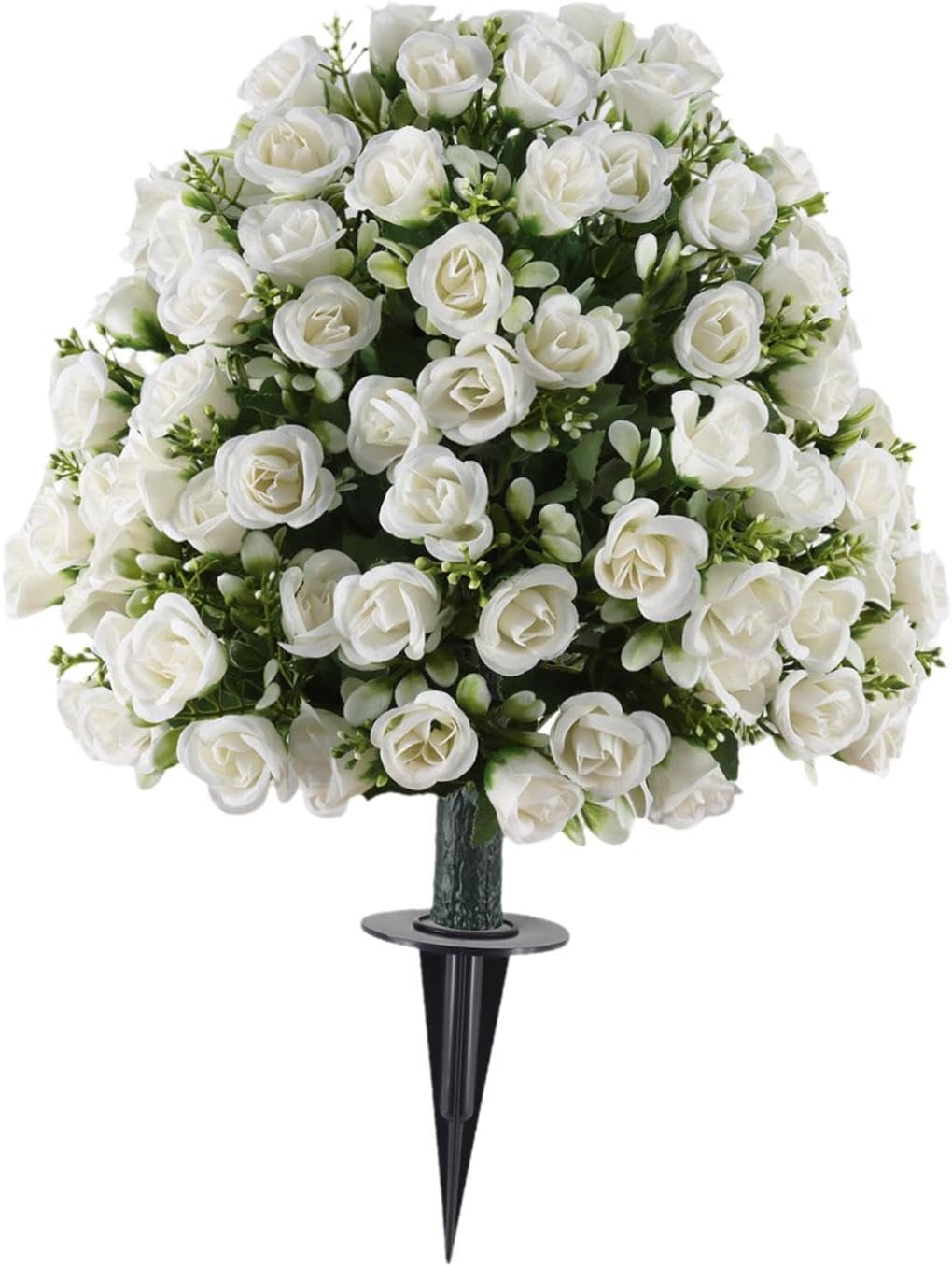 Artificial Rose Topiary Ball Bush, Artificial Flower Shrubs, Round Fake Topiary Plants for Indoor Yard Patio Valentine's Day, White