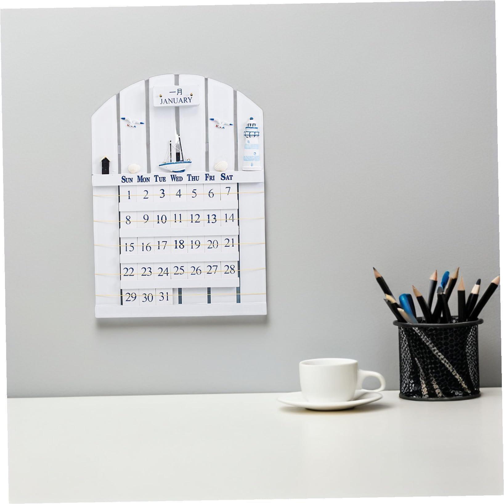 Calendario de Madera Decoración de Pared Funcional Adorno Duradero y Recordatorio de Fecha