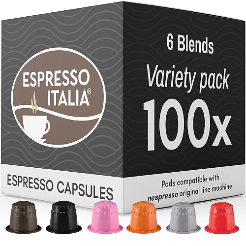 Espresso Italia 100 Variety Pack Pods compatible with Nespresso Original Line Machines, 6 Italian Coffee Blends: Forte Deciso Intenso Cremoso Vellutato Lungo, Made in Italy