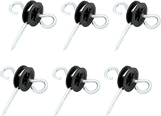 Farm Electric Fence Wood Post Gate Handle Anchors, Wood Post Screw-in Electric Fence Insulator, Black (6)