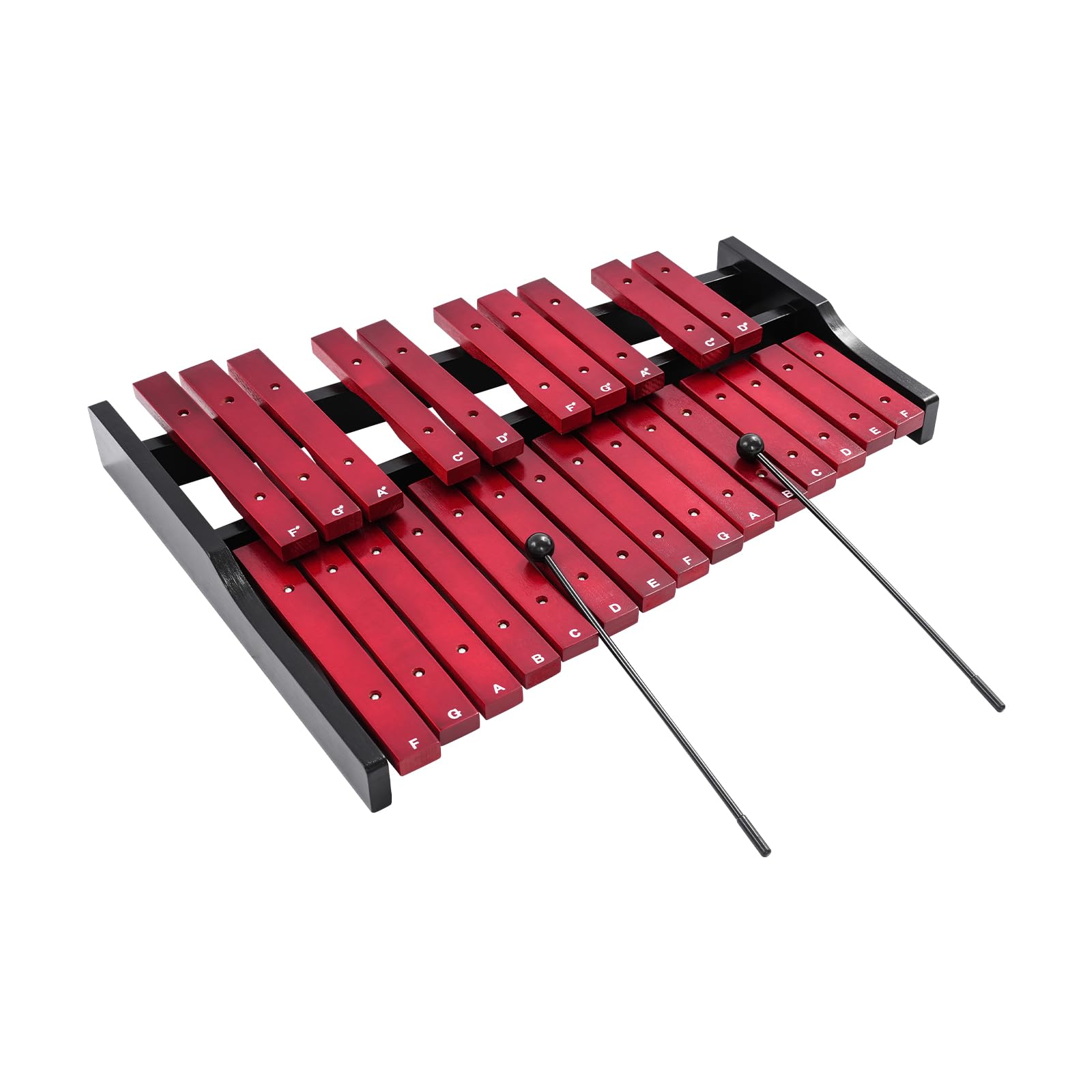 Xilofono a 25 note in legno, carillon con 2 bacchette e custodia per il trasporto, strumento musicale per bambini, adolescenti, adulti (rosso)