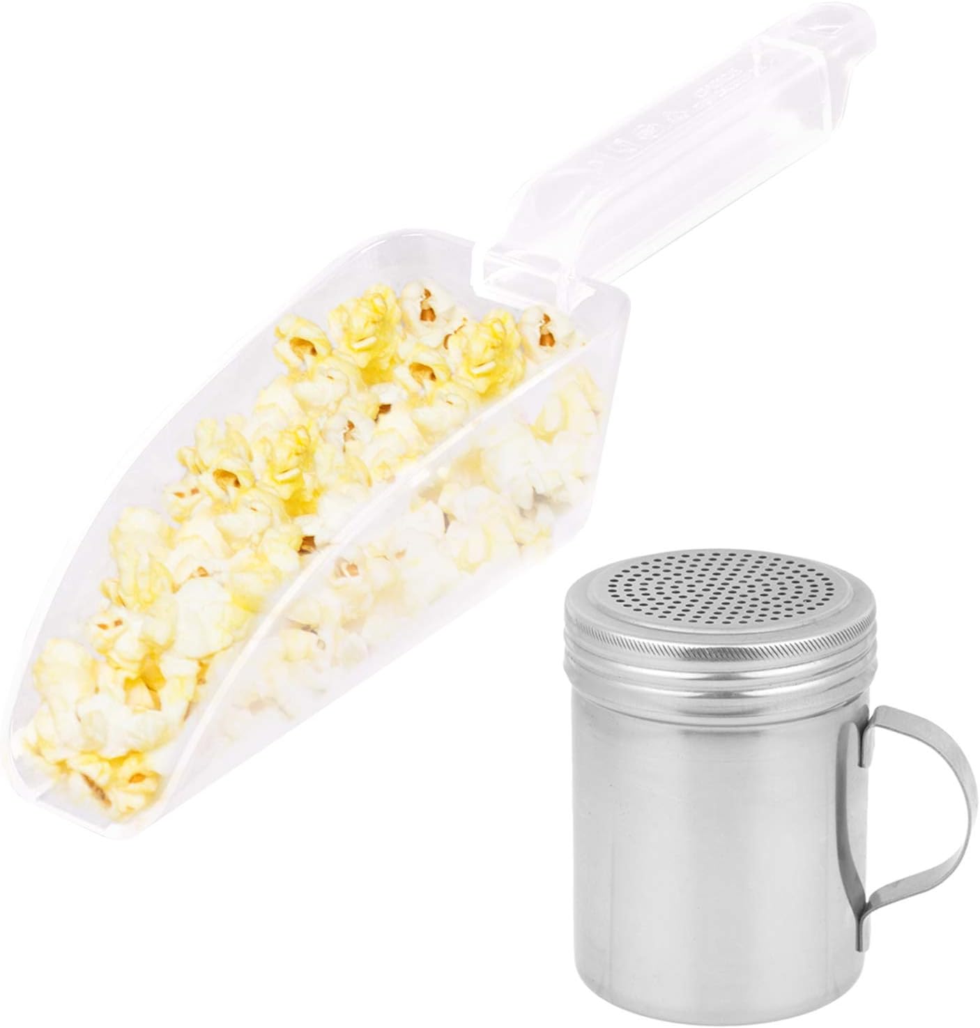 Popcorn Plastic Scoop and Dredge Bundle - Popcorn Scooper - w/ 2 CUSINIUM Coasters and Cool Ebook