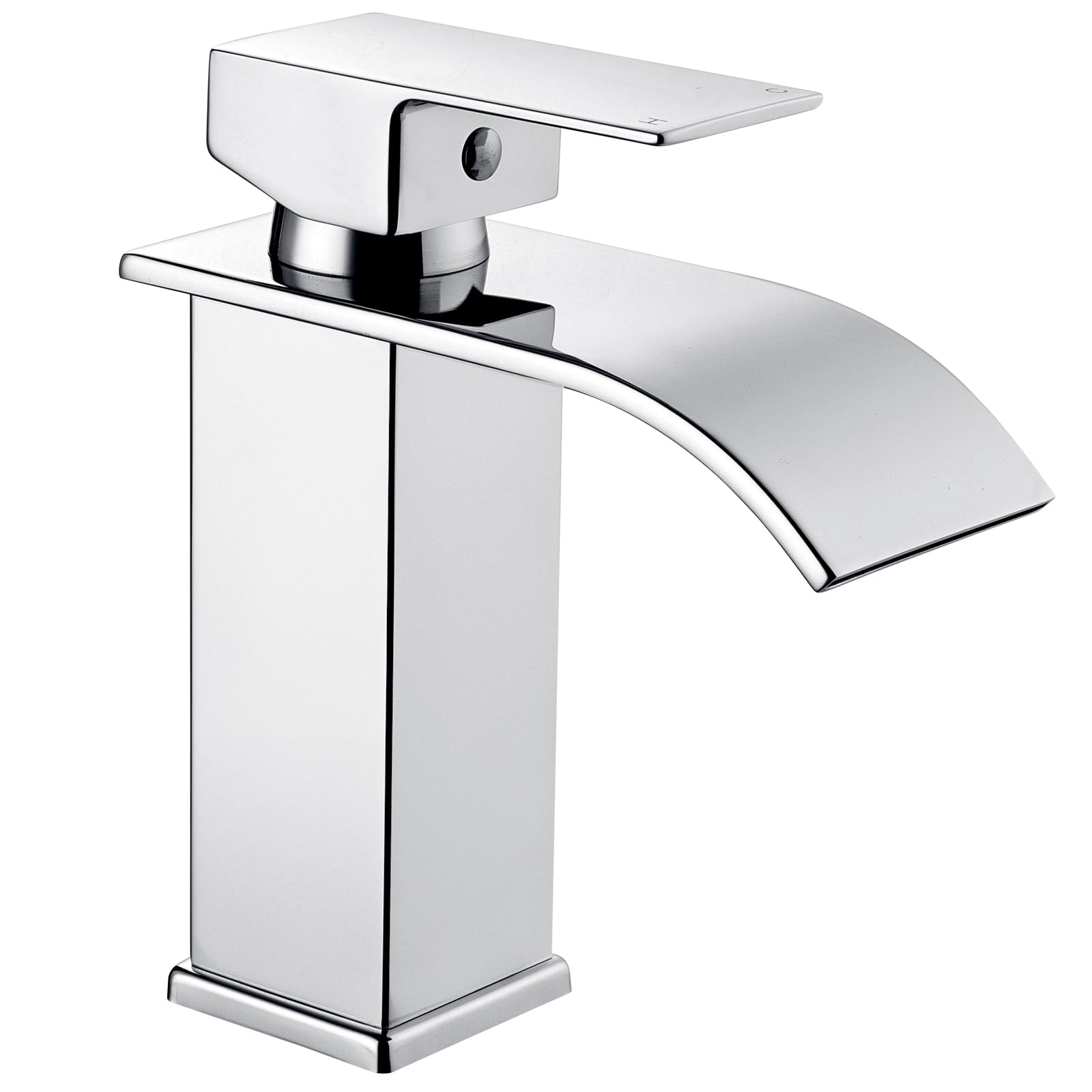 Robinet de lavabo cascade pour lavabo de salle de bain - Mitigeur monocommande - WC d'invités - Hauteur : 110 mm - Chromé