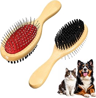 Premium Double-Sided Wooden Pet Grooming Brush for Dogs & Cats |…