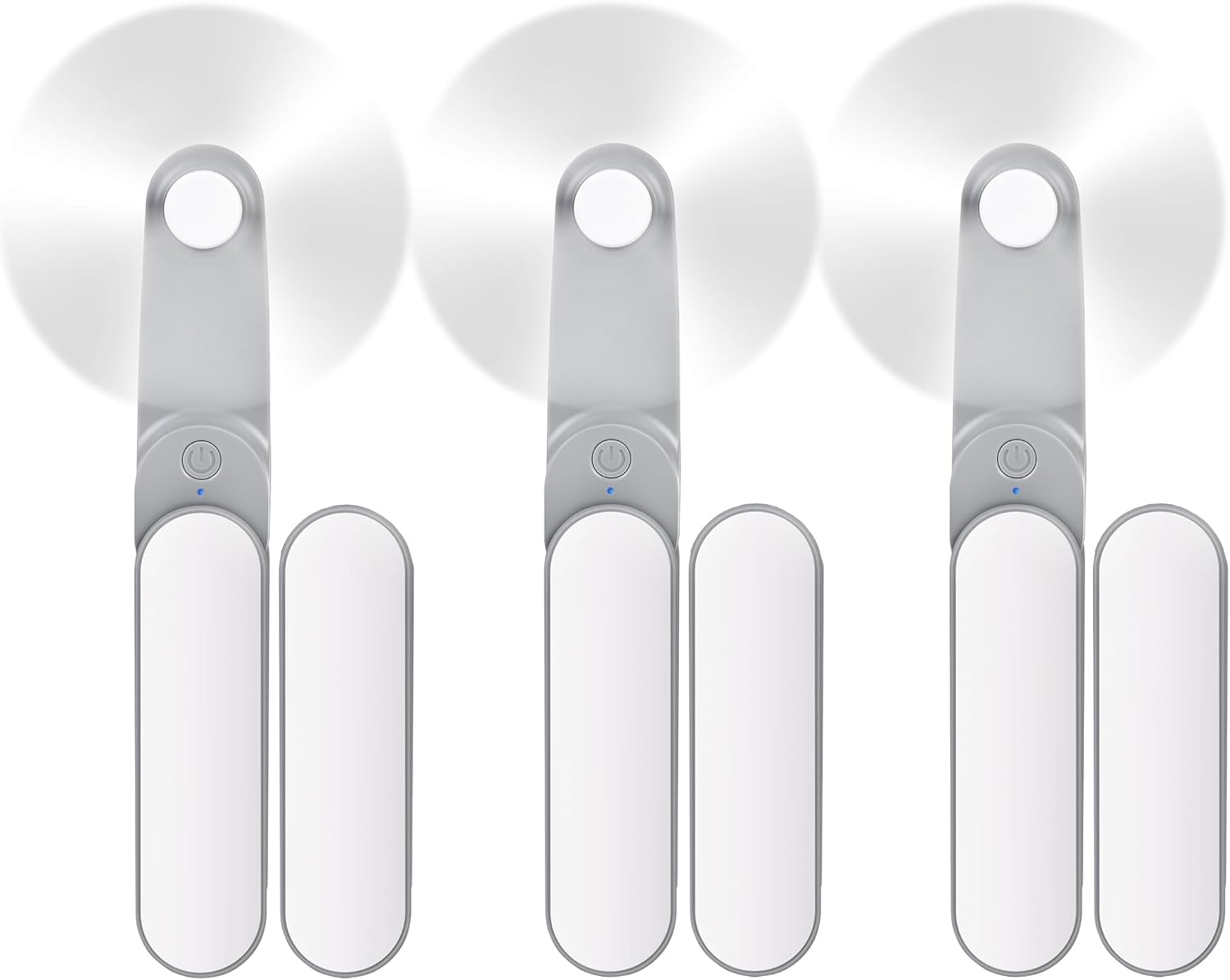 3 Pcs Handheld Mini Fan Bulk, 360°Rotate Powerful Portable Personal Fan [8-17 Working Hours], Foldable USB Rechargeable Battery Operated Eyelash Fans, Small Pocket Fans for Women Men Travel Outdoor