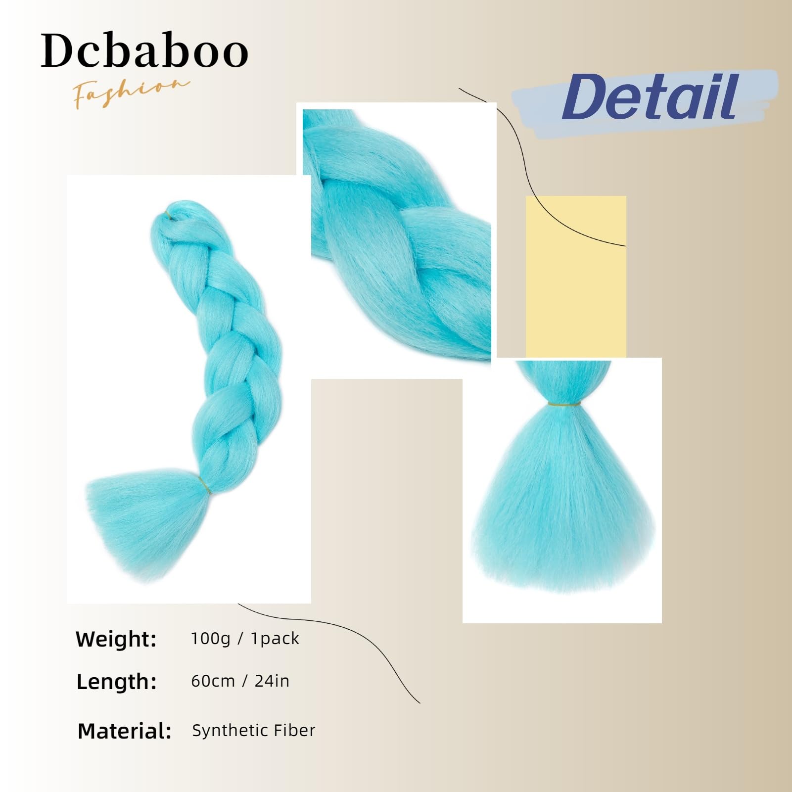 Dcbaboo Blue Hair Extensions for Braiding Jumbo Braiding Hair Extension 1pack 24inch Synthetic Hair Kanekalon Ombre Braids Extensions Hair Afro Crochet Twist Box Braids 100g - Image 2