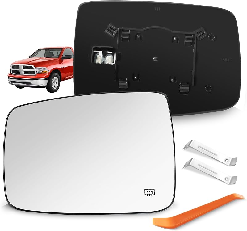 Vidro de espelho retrovisor externo esquerdo aquecido SNEMEEY para Dodge Ram 1500 e 2500 2013 a 2018 – 1 unidade