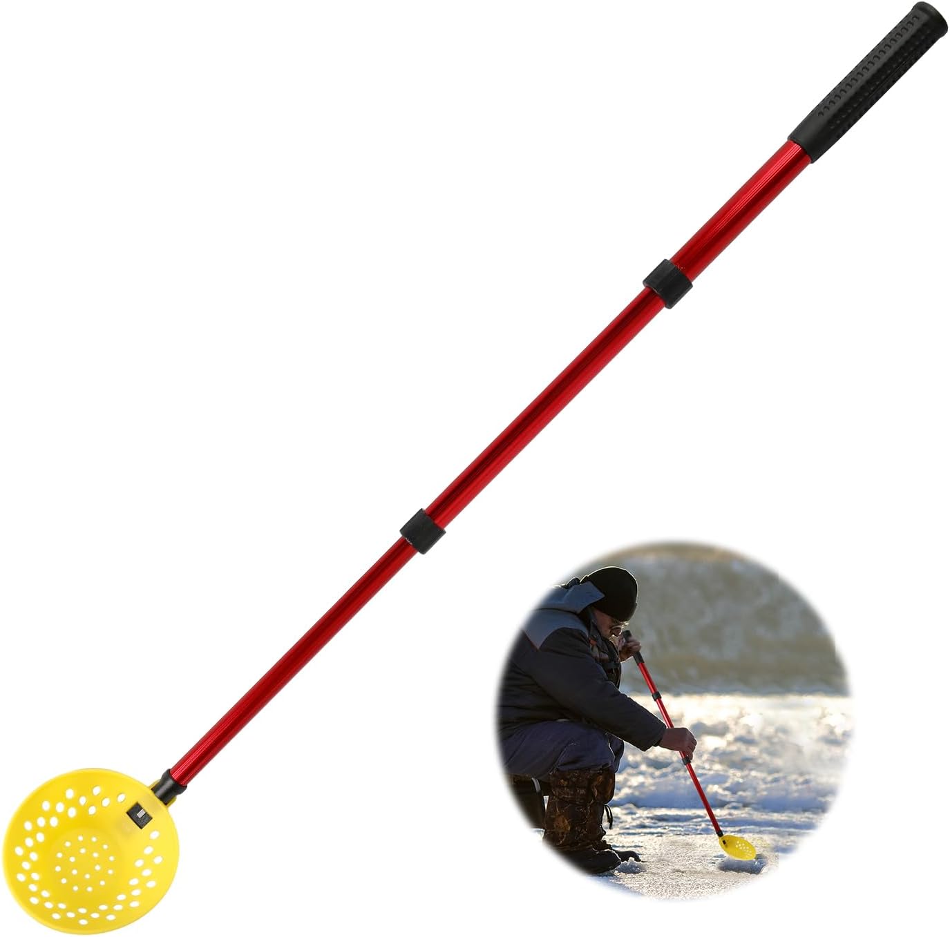 Scalable Winter Ice Fishing Skimmer Scoop, Ice Fishing Gear Equipment Adjustable Ice Fishing Scooper with Long Handle Ice Fishing Ladle for Scooping Out Ice While Fishing