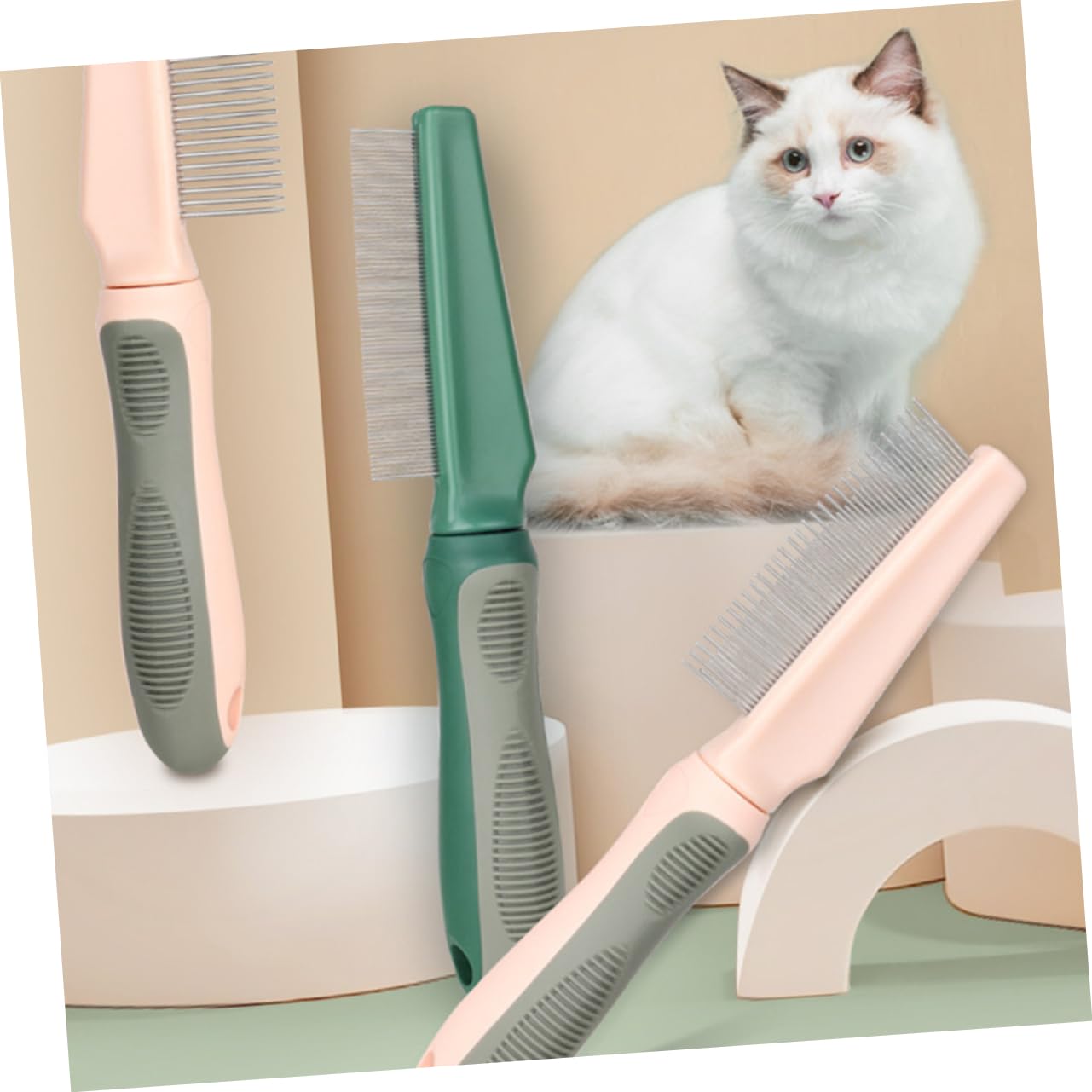 Gogogmee Pet Grooming Comb Cat Dog Fine Teeth Ergonomic Design Remove Dead Hair Plastic Metal Easy to Hold