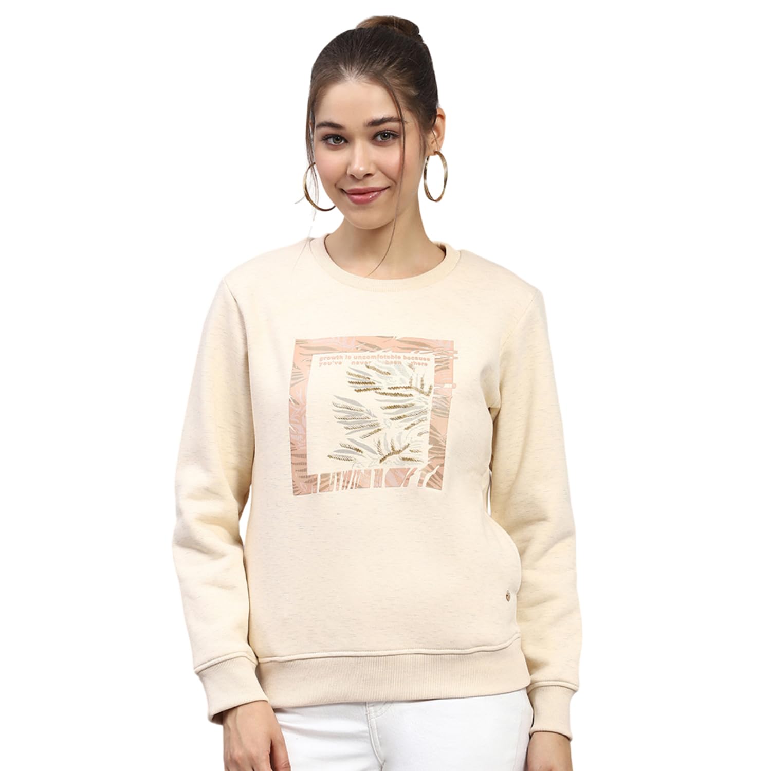 monte carlo Printed Beige Round Neck Full Sleeve Sweatshirt for Womens-picture-10
