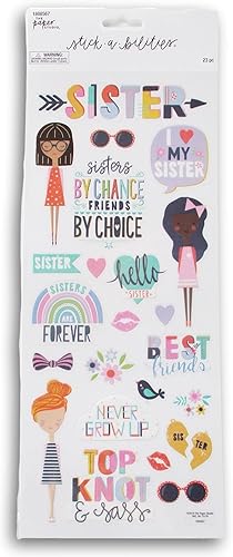 Sisters are Forever - Calcomanías de aluminio para diario, álbumes de recortes, tarjetas, artes y manualidades, 23 piezas