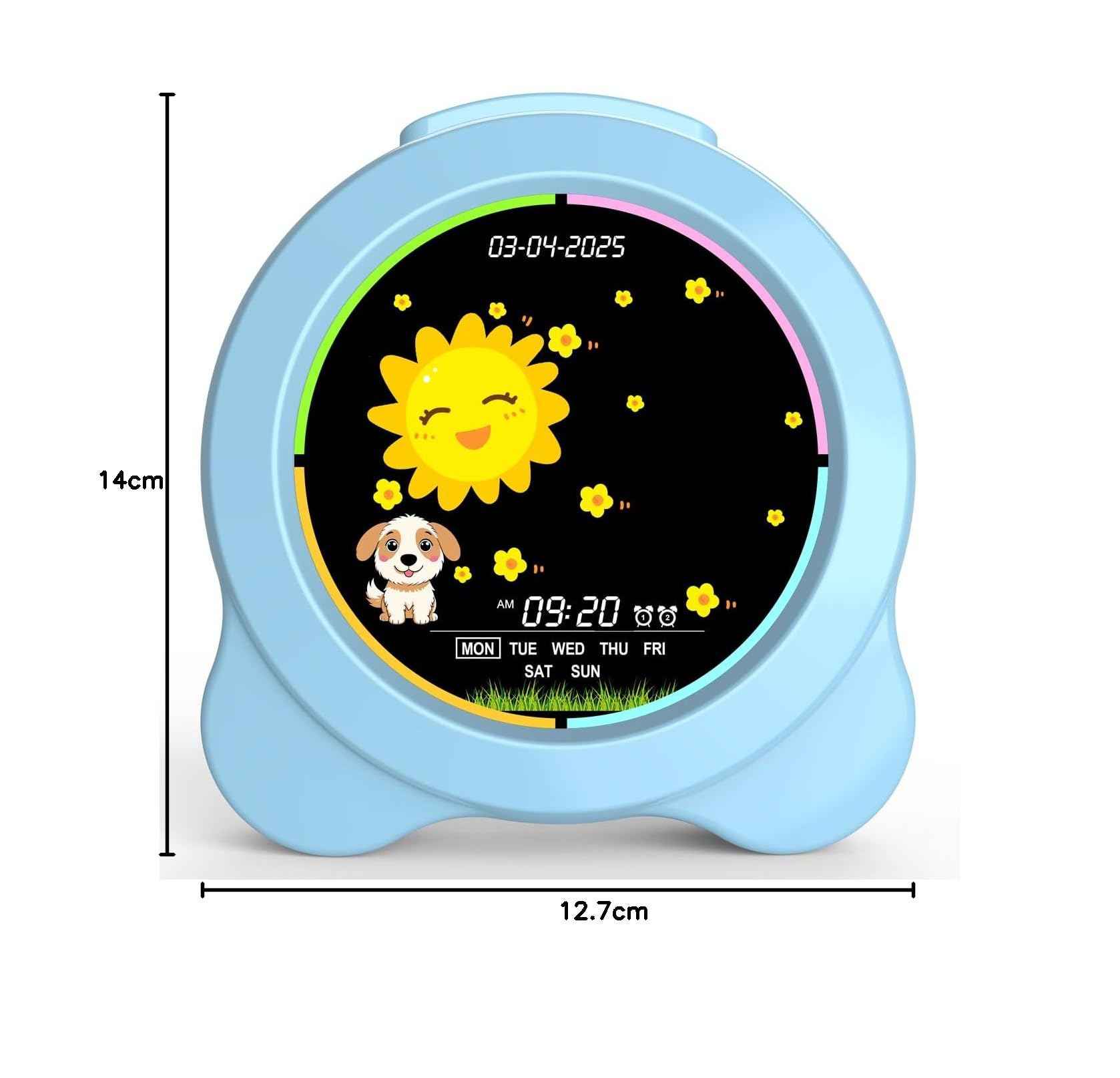Sveglia per bambini, display a LED con sole e luna, con giorno e data, OK to Wake Clock con luce notturna, per bambini e bambini, regalo per ragazzi e ragazze (blu)