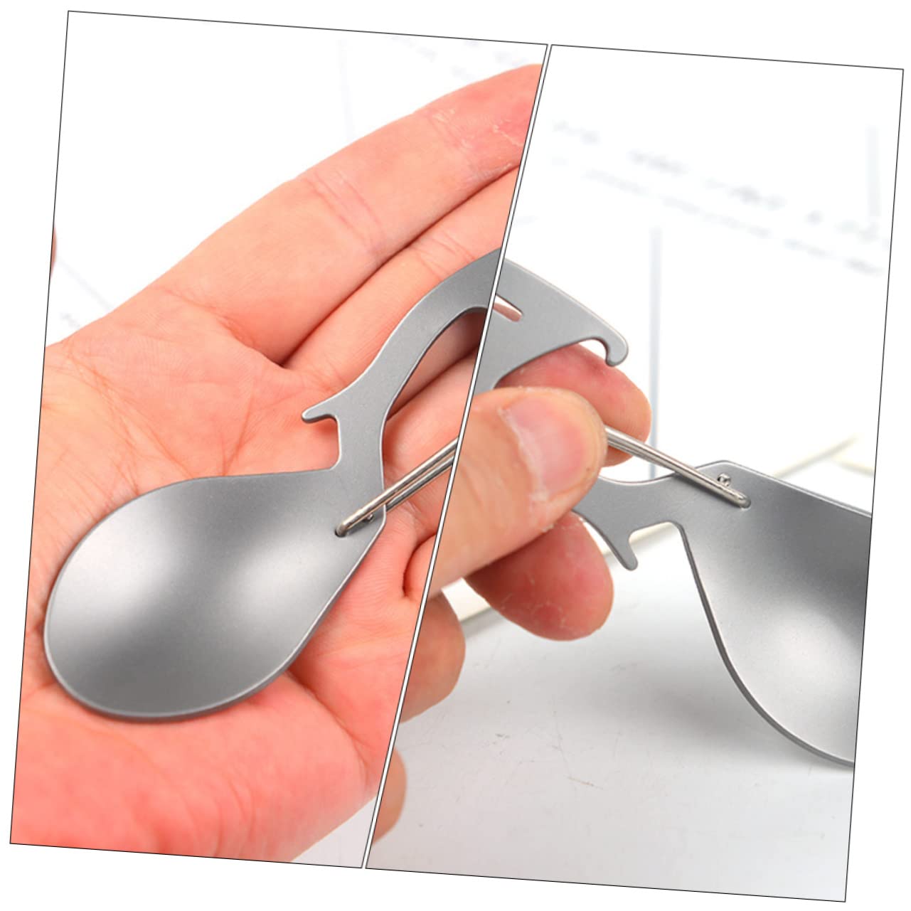 BESTonZON 5 Pièces Vaisselle multifonctionnelle en titane voyage Ustensiles portable à couverts pliable camping spork multifonction cuillère multi-usages en titane fourchette de camp