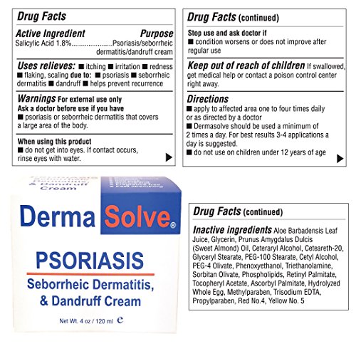 Dermasolve Psoriasis & Seborrheic Dermatitis Treatment Cream - Provides Intense Relief For Itchy, Flakey Skin & Advanced Moisturizing Prevents Future Flare-Ups 4.0 Oz #TOP4