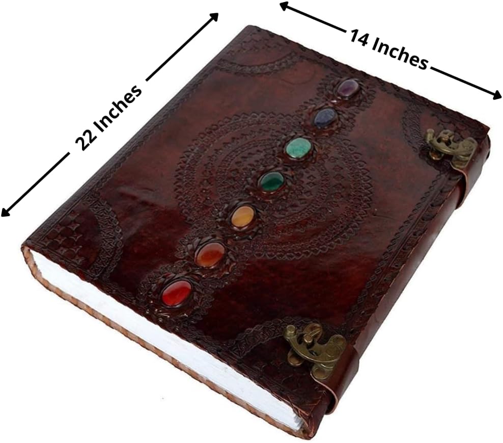 OVERDOSE Seven Stone Leather Journal - Stone Diary Leather Sketchbook Drawing Journal Notebook - Size 14 X 22 Inches | 35 X 55 cm