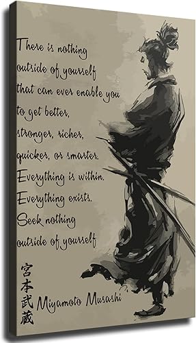 ULLiaN Carteles inspiradores de samurái japonés de Miyamoto Musashi para dormitorio, póster de pared, póster para decoración del hogar, lienzo