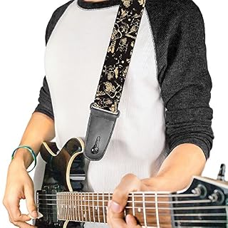 Buckle-down Gs-wdy381 Sangle de guitare – Pirates crânes diffuse/Splatter Noir/marron clair/rouge, 5,1 cm de large et 29–137,2 cm de long – Image 2