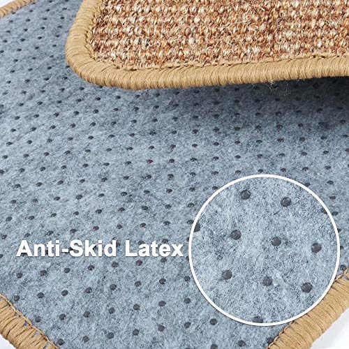 YIISHI Cat Scratcher Mat Sisal Scratch Pad for Indoor Cats with Adhesive Dots - Natural Sisal Mat Fabric Carpet - Floor Couch & Door Protector