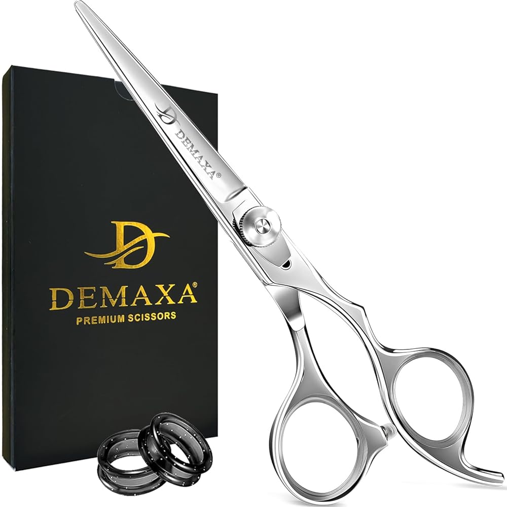 DEMAXA 6.5 Premium Hair Scissors Professionally Sharp Barber Shears - High Carbon Steel Hair Cutting Scissors with Smooth Sharp Edge Blades - Hair Trimming Shears for women Salon & Personal Use