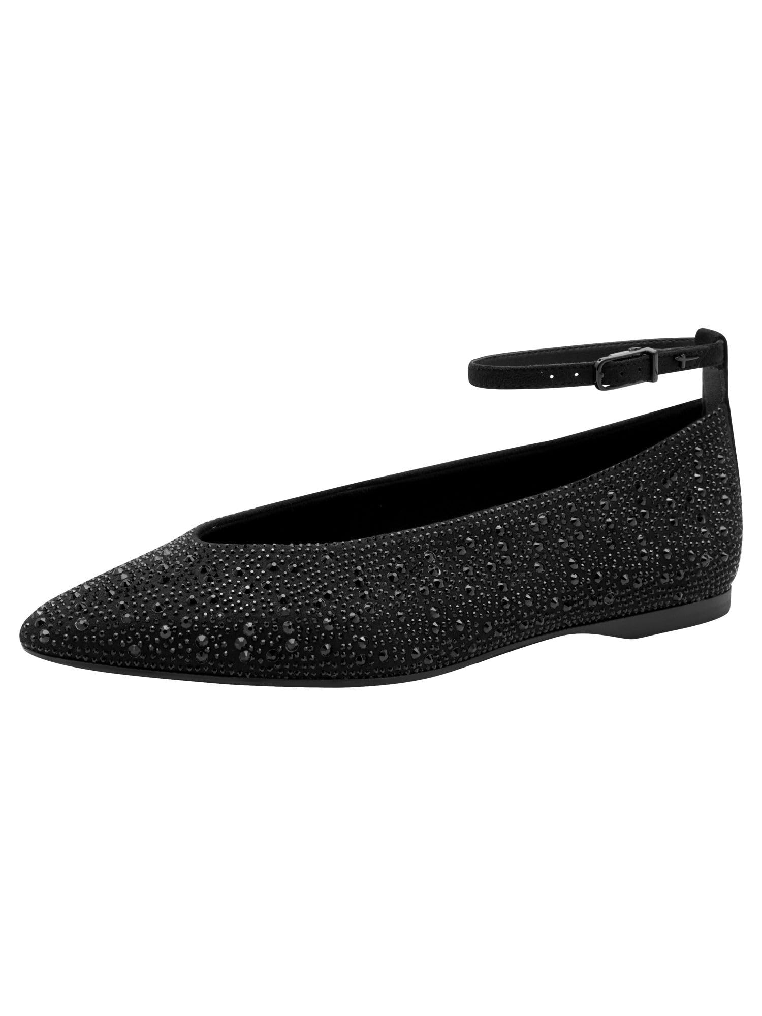 Tamaris Women's Ballerina Strap 1-22162-45 Ballet Flats, Black Uni, 37 EU, Plain Black, 5 UK